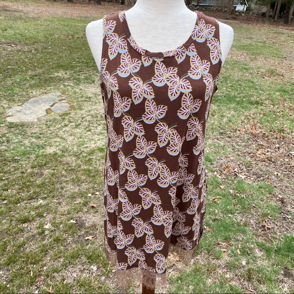 LOGO LORI GOLDSTEIN TOP TANK BROWN FLORAL SIZE S
